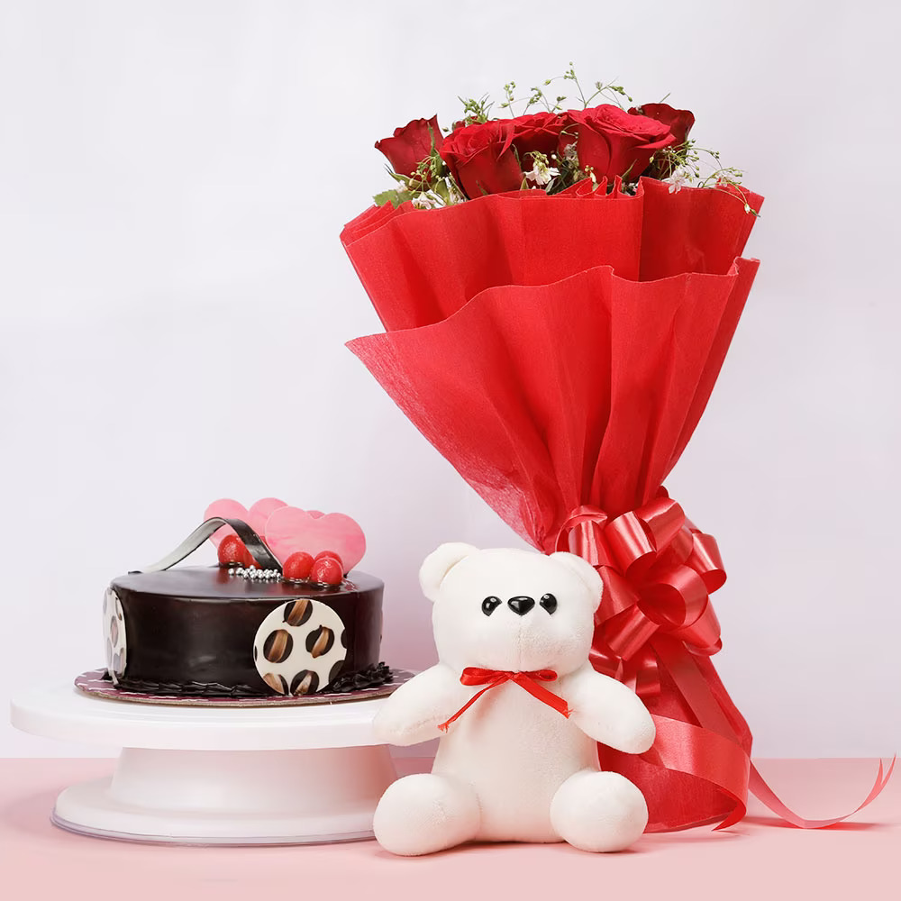 Valentine's Combo With Cake and Rose